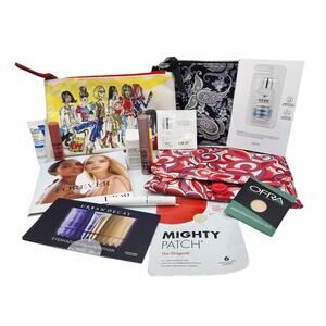 Brighton 2018 & Avon Makeup Bag Cosmetic Zip Pouches w/ Face Care Makeup Samples
